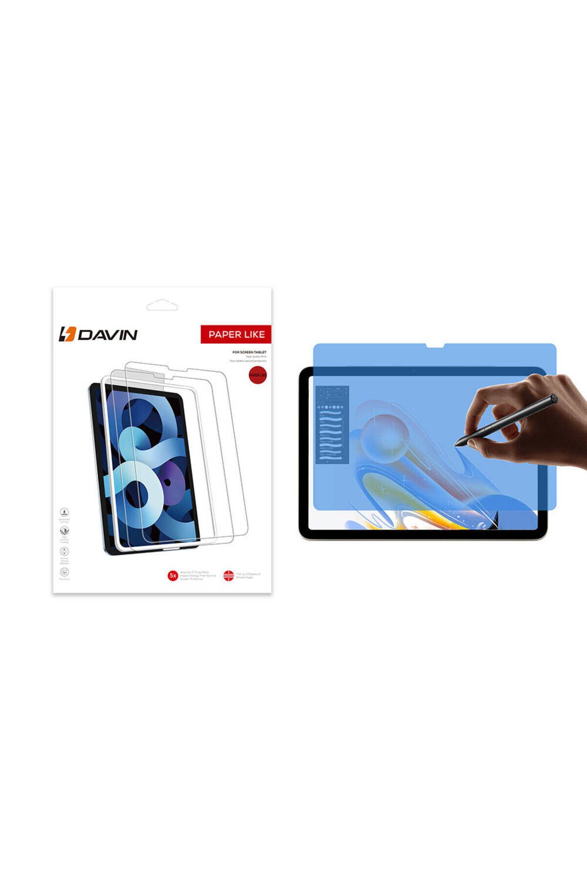 iPad Pro 11 2024 Kağıt Hisli Mat Uyumlu Davin Paper Like Ekran Koruyucu-Şeffaf