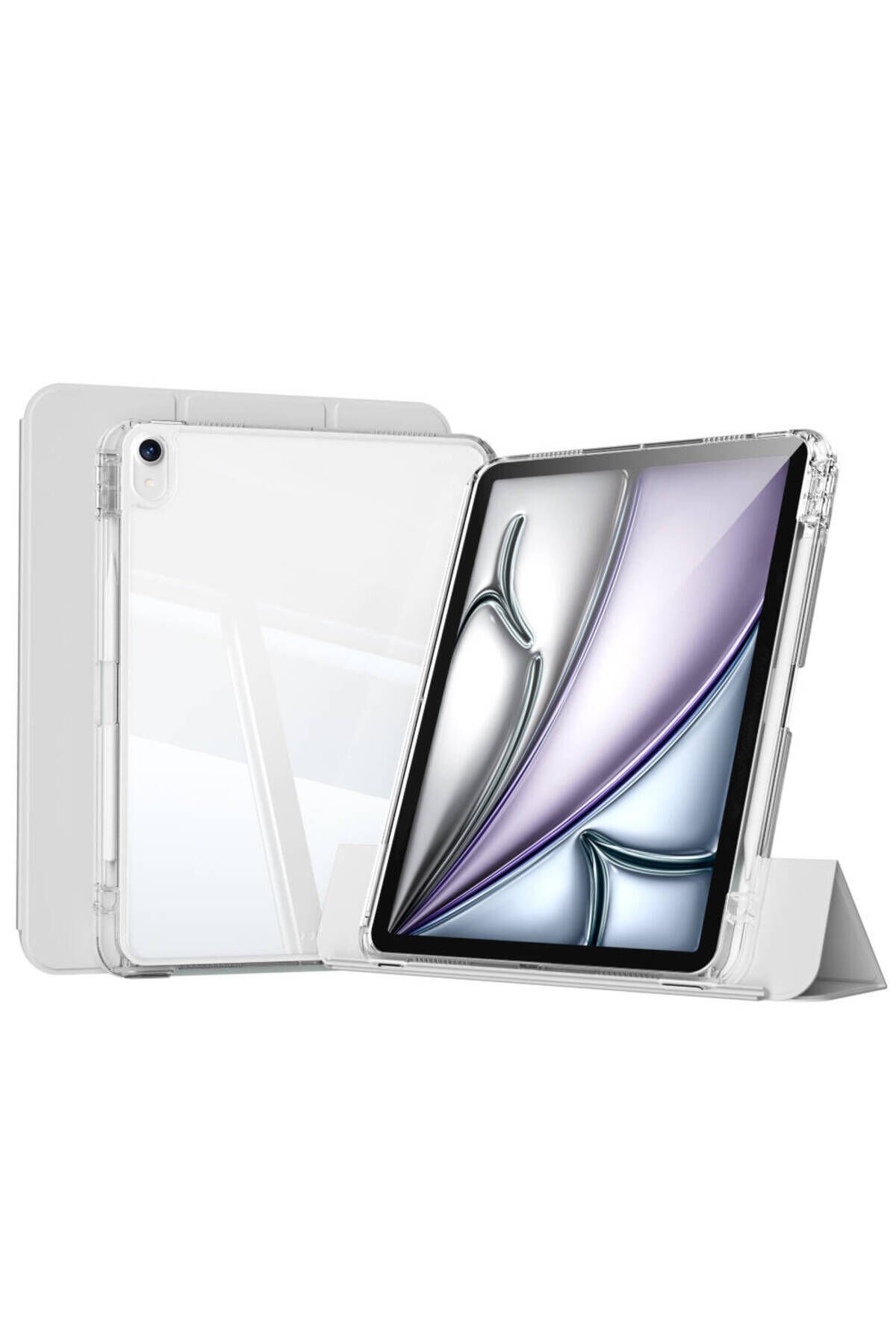 iPad Air 13 2025 M3 Kılıf Magnetik Ayrılabilen Airbagli BSAY Sliding Tablet Kılıfı - Gri