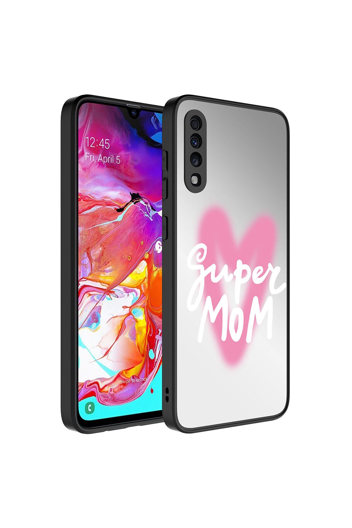 Galaxy A70 Kılıf Aynalı Desenli Kamera Korumalı Parlak BSAY Mirror Kapak - Seyahat Seyahat