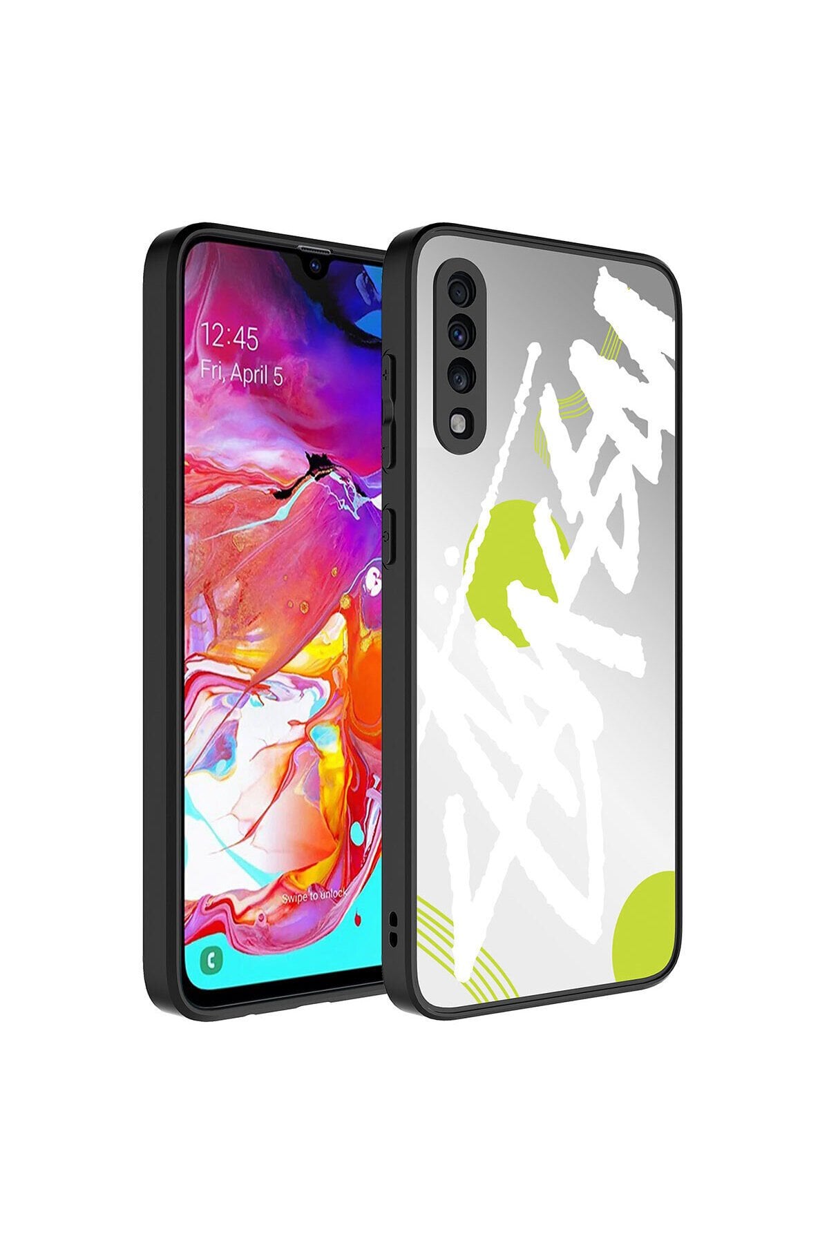 Galaxy A70 Kılıf Aynalı Desenli Kamera Korumalı Parlak BSAY Mirror Kapak - Seyahat Yazı
