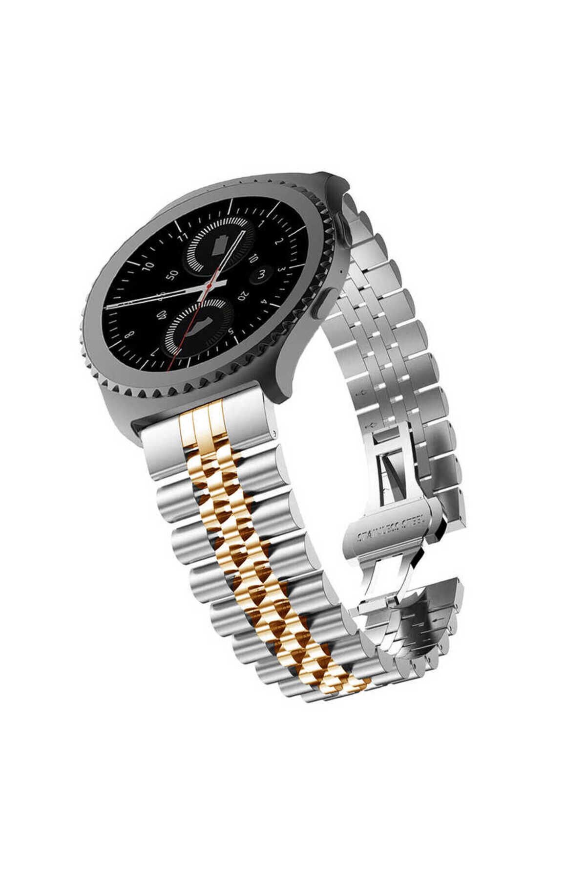 Galaxy Watch Active 2 40mm Uyumlu KRD-36 20mm Metal BSAY Kordon-Siyah Siyah