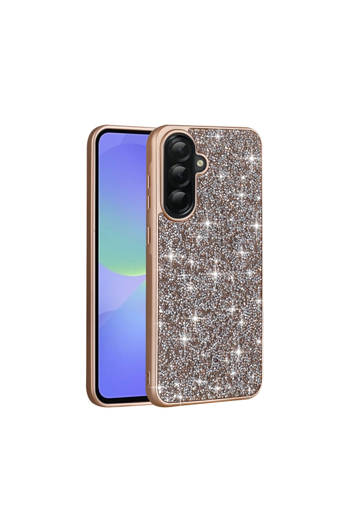 Galaxy A36 Kılıf Parlak Taşlı Tasarım BSAY Pırlanta Kapak - Gold Gold