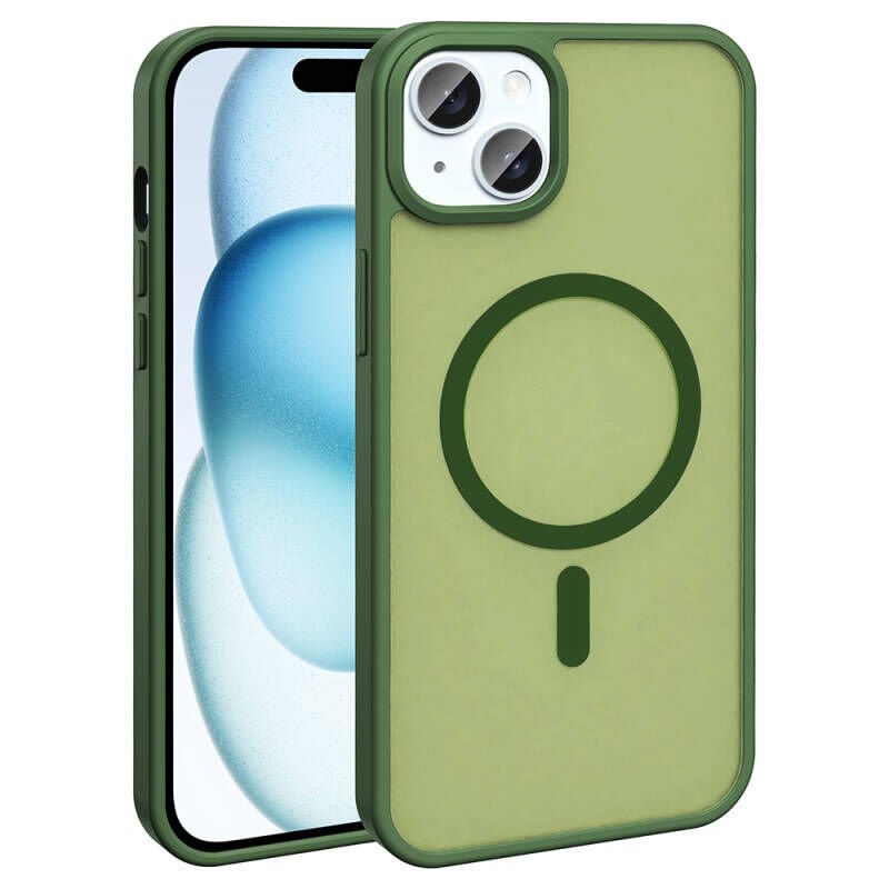 iPhone 15 Kılıf M-safe Şarj Özellikli Mat Arka Yüzey Zore Sio Kılıf Lila