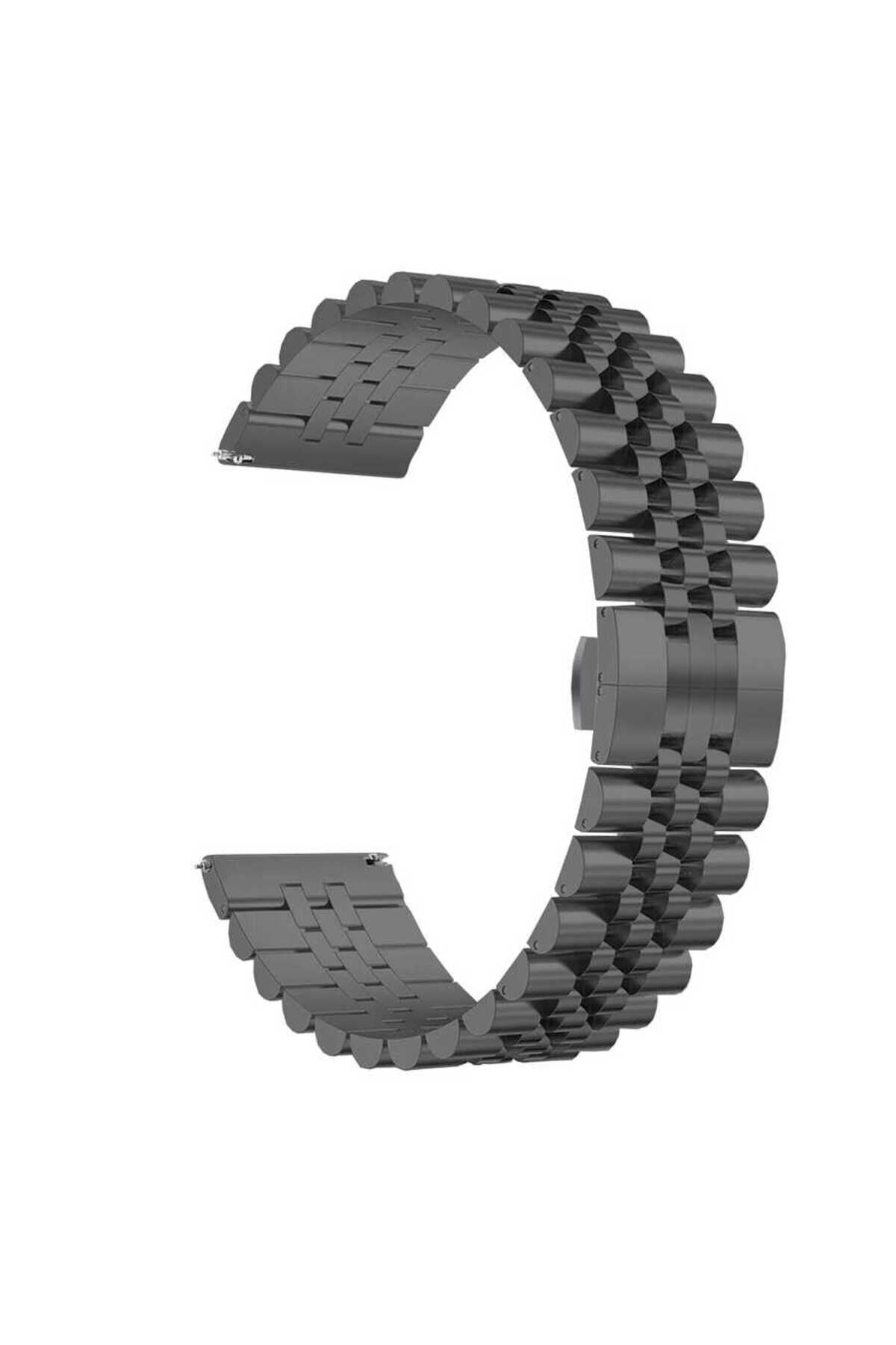 Gear S2 Uyumlu KRD-36 20mm Metal BSAY Kordon-Siyah Siyah