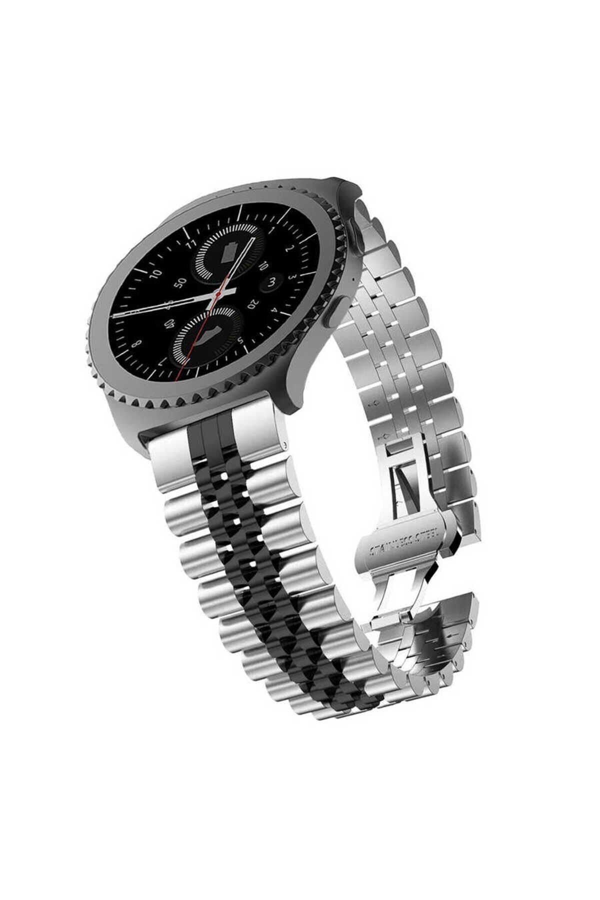Gear S2 Uyumlu KRD-36 20mm Metal BSAY Kordon-Siyah Siyah
