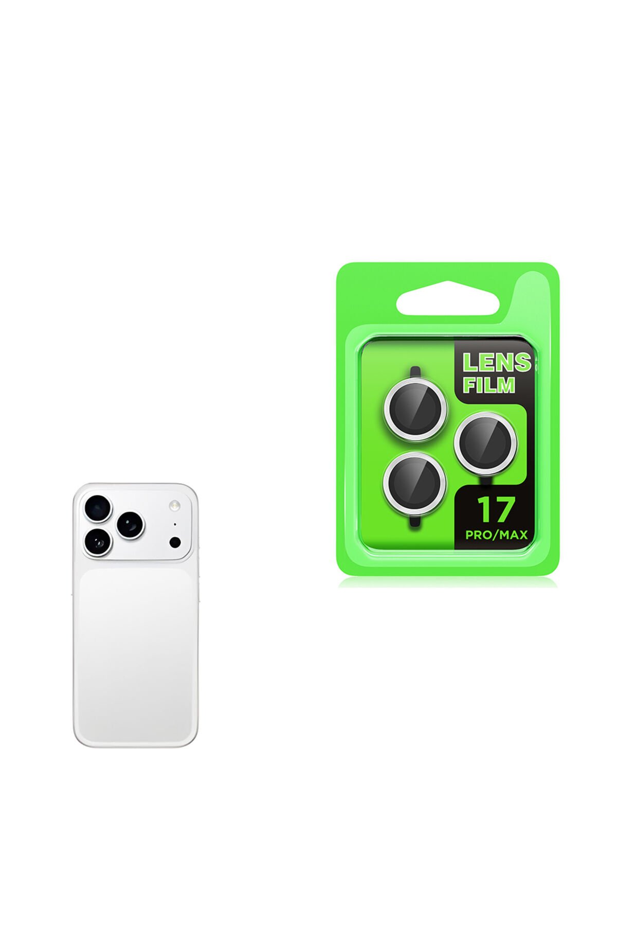 iPhone 17 Pro Max Zore CL-07 Kamera Lens Koruyucu - Titanyum-Gümüş Gümüş