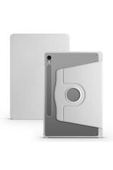 Galaxy Tab S9 Kılıf Uyumlu BSAY Termik Kalem Bölmeli Dönebilen Standlı Kılıf-Gri Gri
