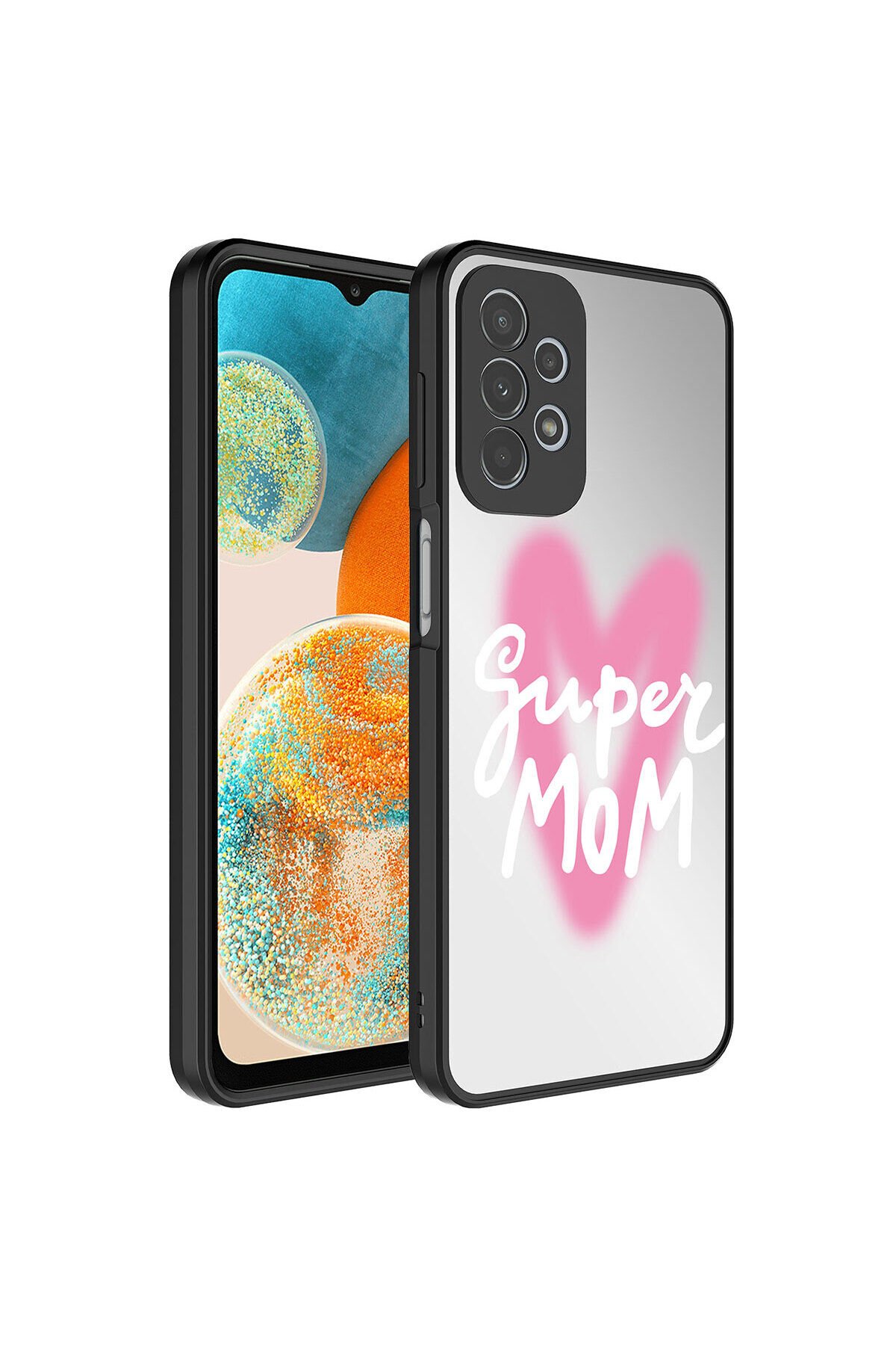 Galaxy A23 Kılıf Aynalı Desenli Kamera Korumalı Parlak BSAY Mirror Kapak - Seyahat Süper Anne