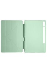 Galaxy Tab S9 Plus Kılıf Uyumlu BSAY Tri Folding Kalem Bölmeli Standlı Kılıf-Gri Siyah