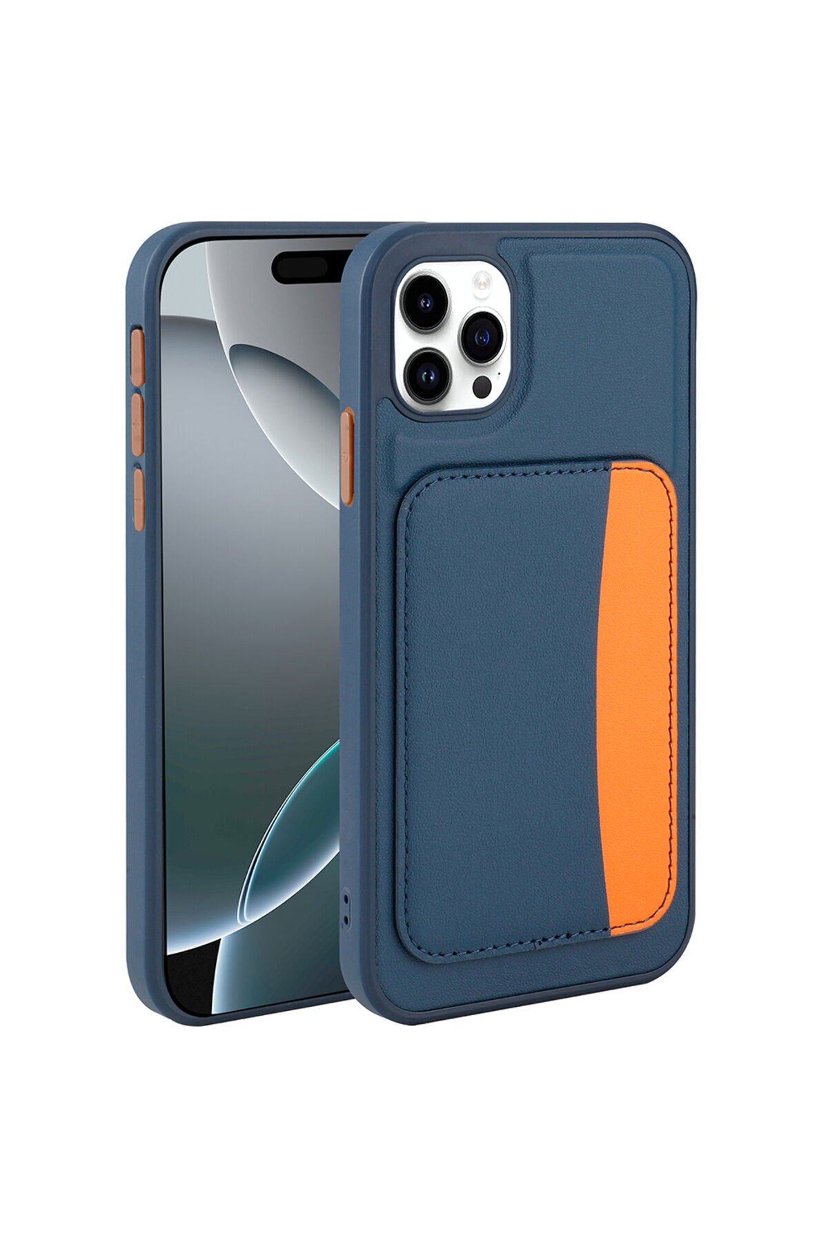 iPhone 11 Kılıf Kartlıklı BSAY X-Kart Silikon Kapak - Koyu Gri Lacivert