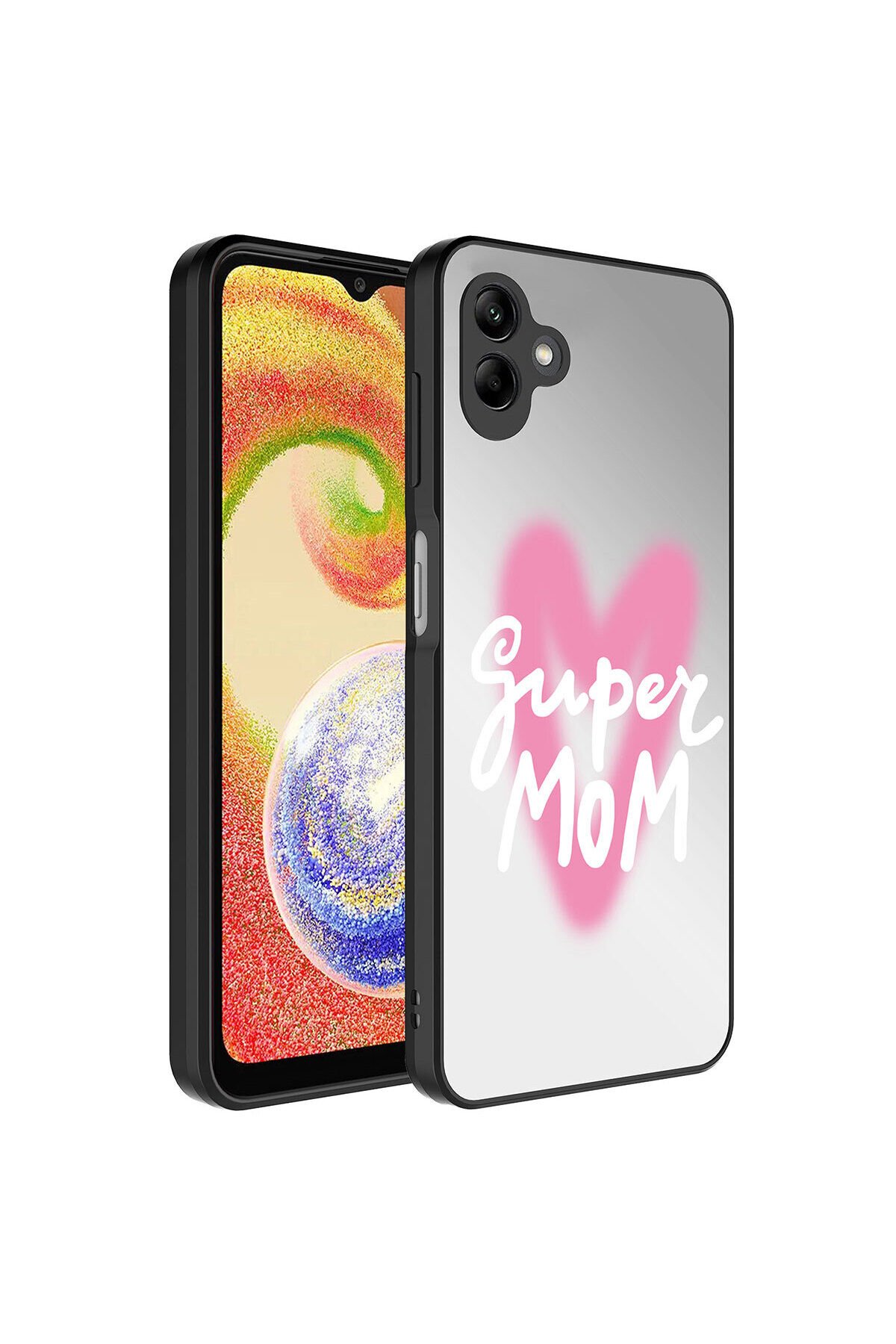 Galaxy A04 Kılıf Aynalı Desenli Kamera Korumalı Parlak BSAY Mirror Kapak - Seyahat Süper Anne