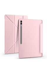 Galaxy Tab S9 Ultra Kılıf Uyumlu BSAY Tri Folding Kalem Bölmeli Standlı Kılıf-Mavi Lacivert