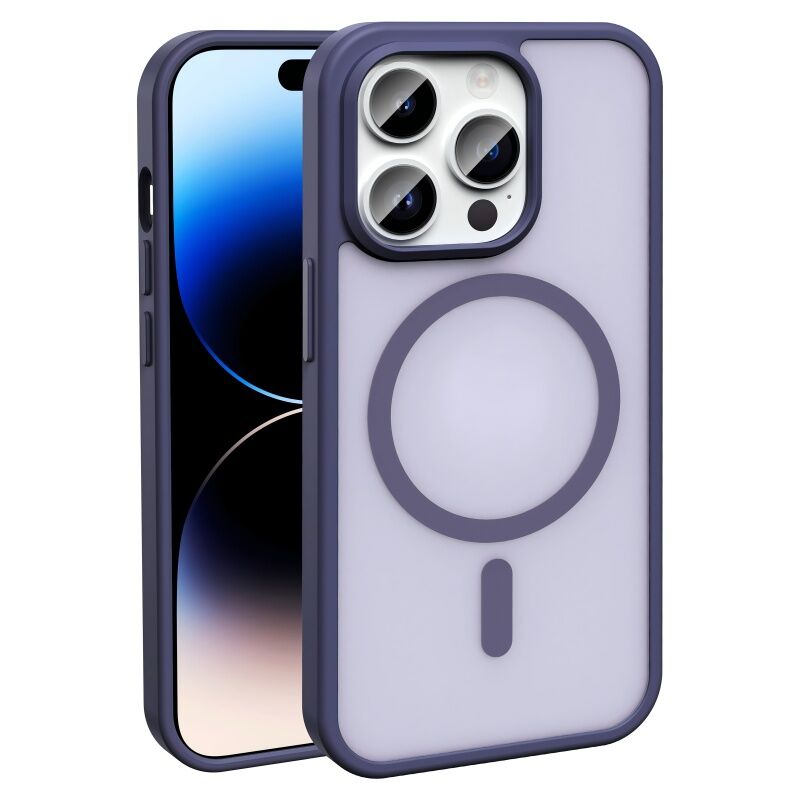 iPhone 14 Pro Kılıf M-safe Şarj Özellikli Mat Arka Yüzey Zore Sio Kılıf Mor