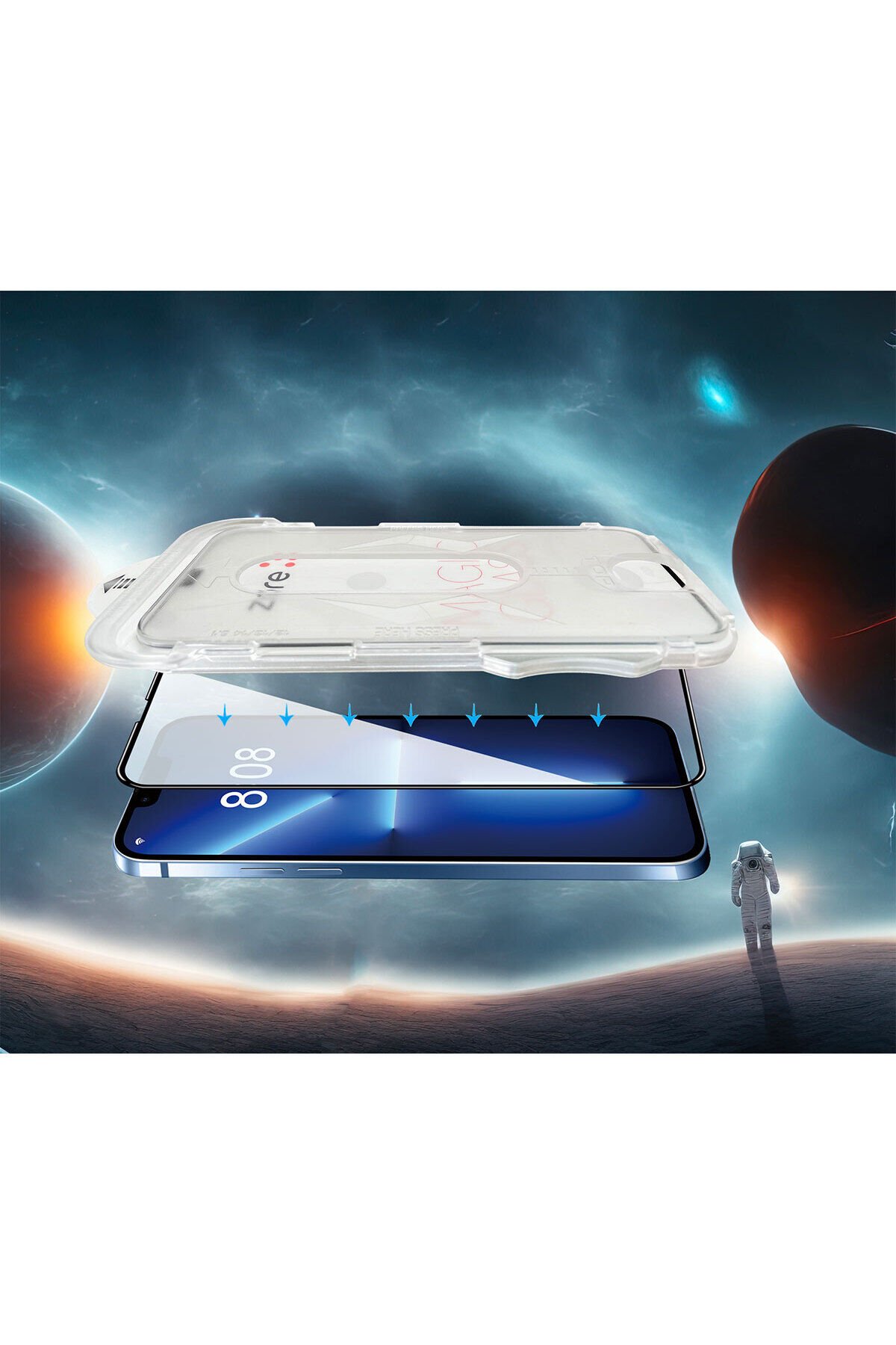 iPhone 15 Plus Uyumlu BSAY Kolay Uygulama Aparatlı 5D Magic Glass Cam Ekran Koruyucu