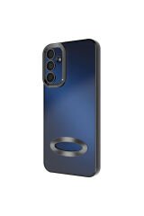 Galaxy A15 Kılıf Kamera Korumalı Logo Gösteren BSAY Omega Kapak - Derin Mor Rose Gold