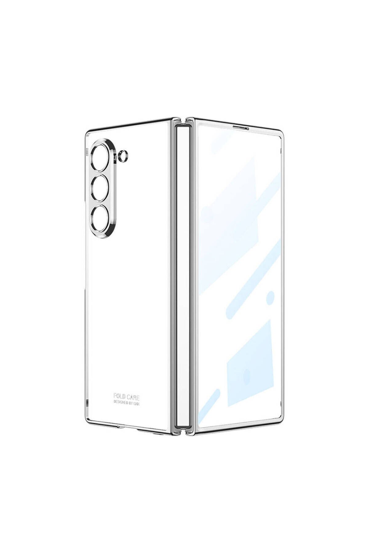 Galaxy Z Fold 6 Kılıf ATA Full Camlı Kıpta Kapak-Gümüş