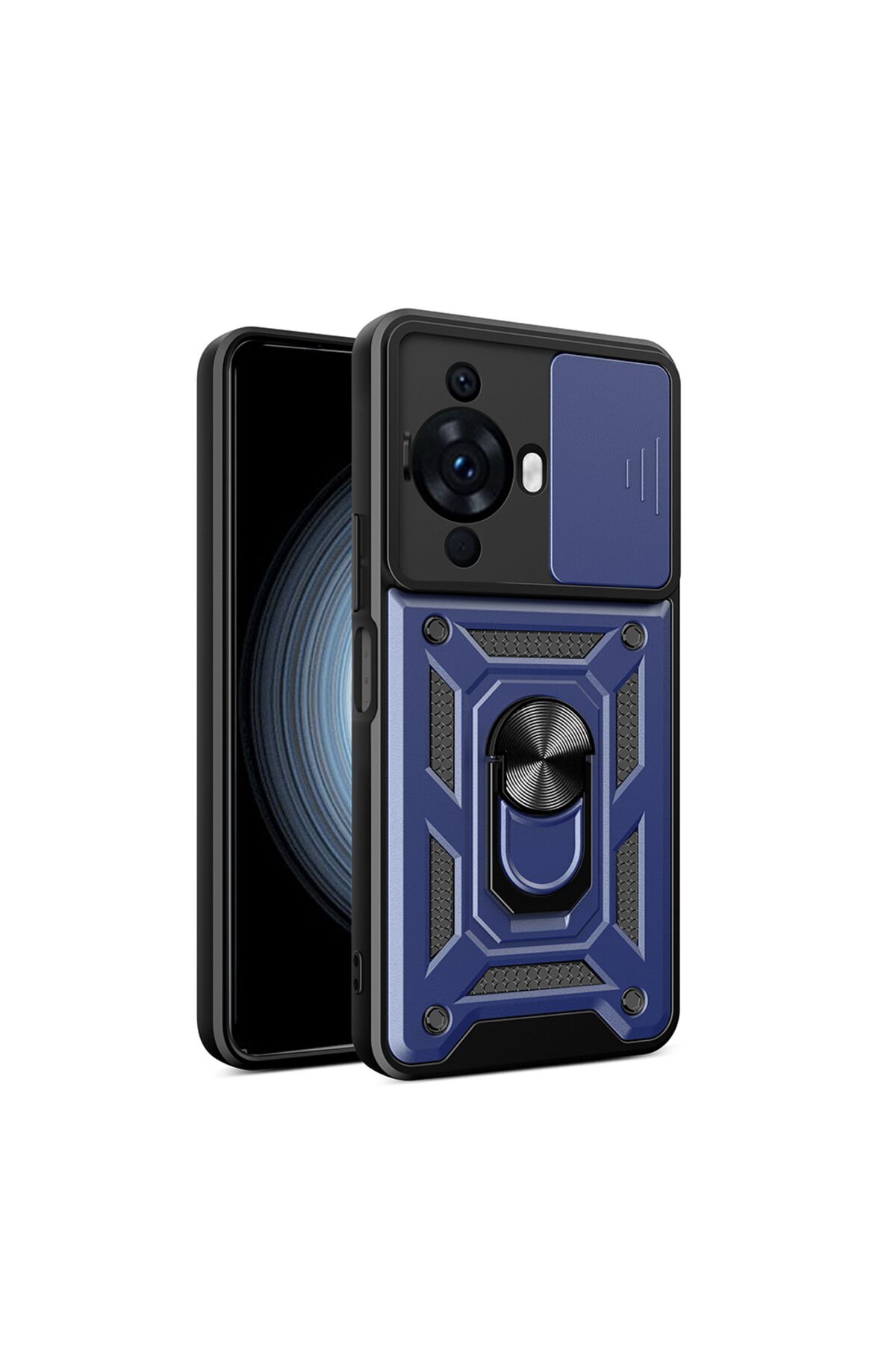 Huawei Nova 12S Uyumlu Kılıf Magnetik Standlı Kamera Korumalı BSAY Sürgülü Vega Kapak-Lacivert Lacivert