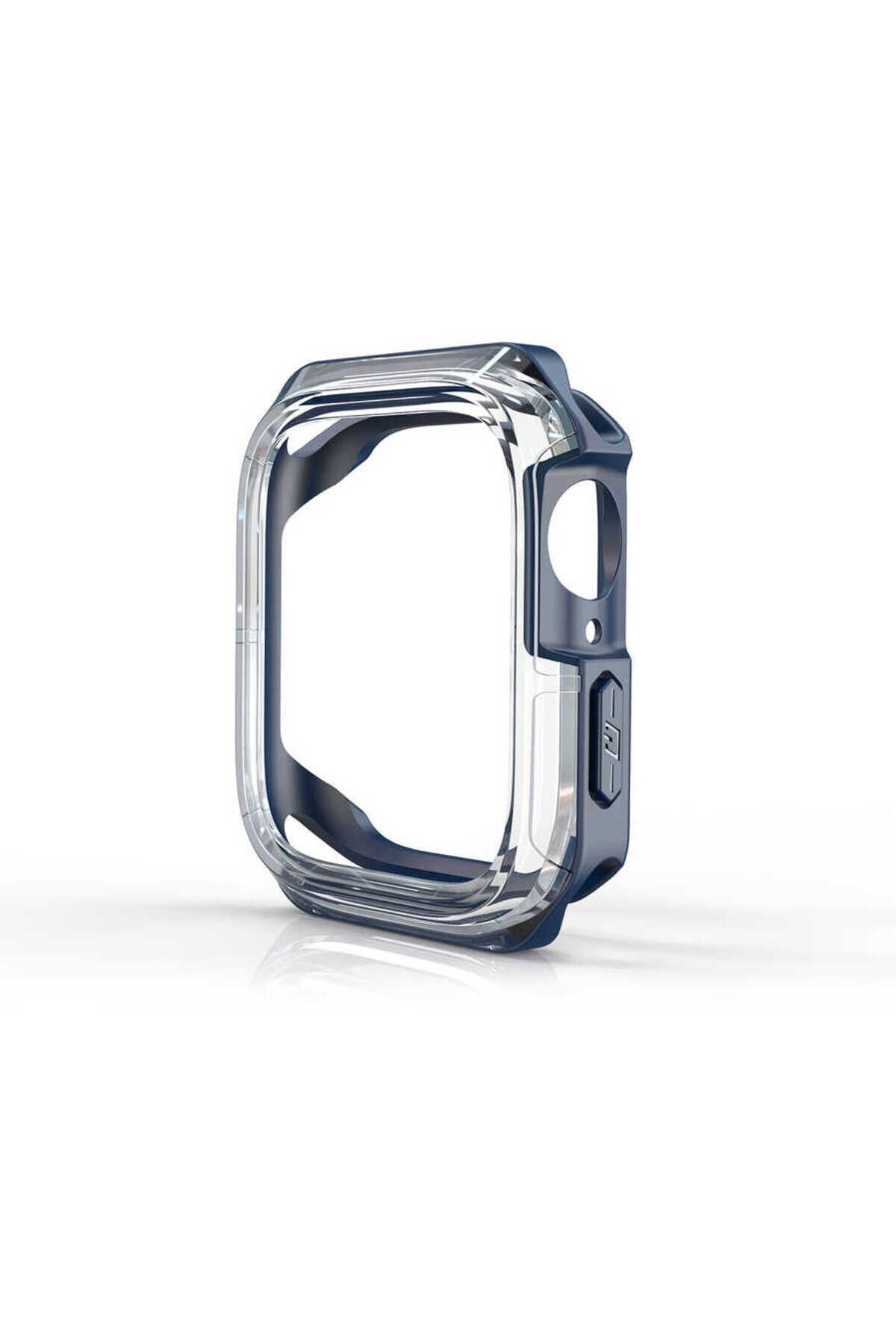 Watch 7 45mm BSAY Watch Gard 08 Sert PC + Silikon Koruyucu - Mavi Lacivert
