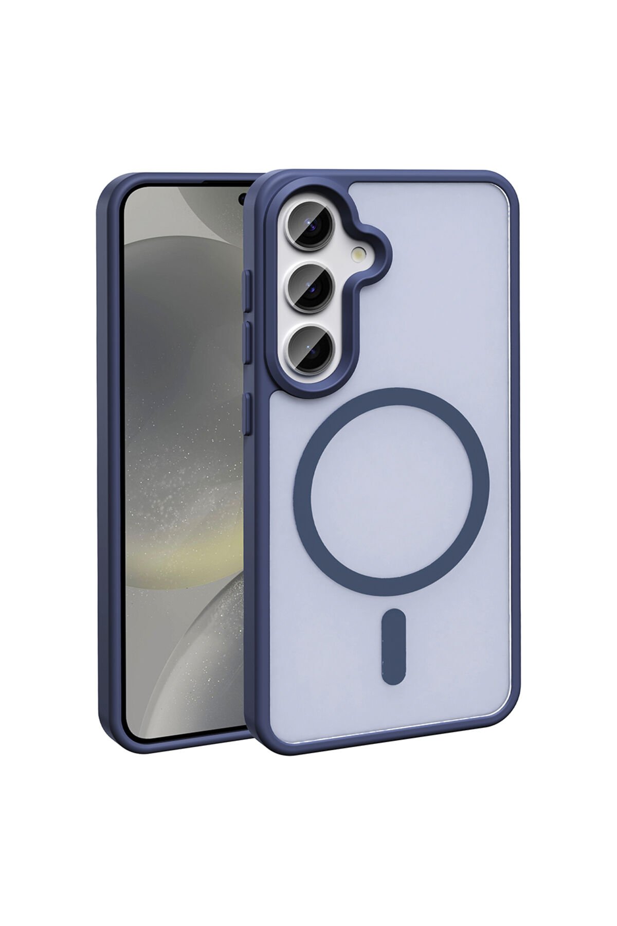Galaxy S24 FE Kılıf Magsafe Şarj Özellikli Mat Arka Yüzey Sio Kapak - Lacivert Lacivert