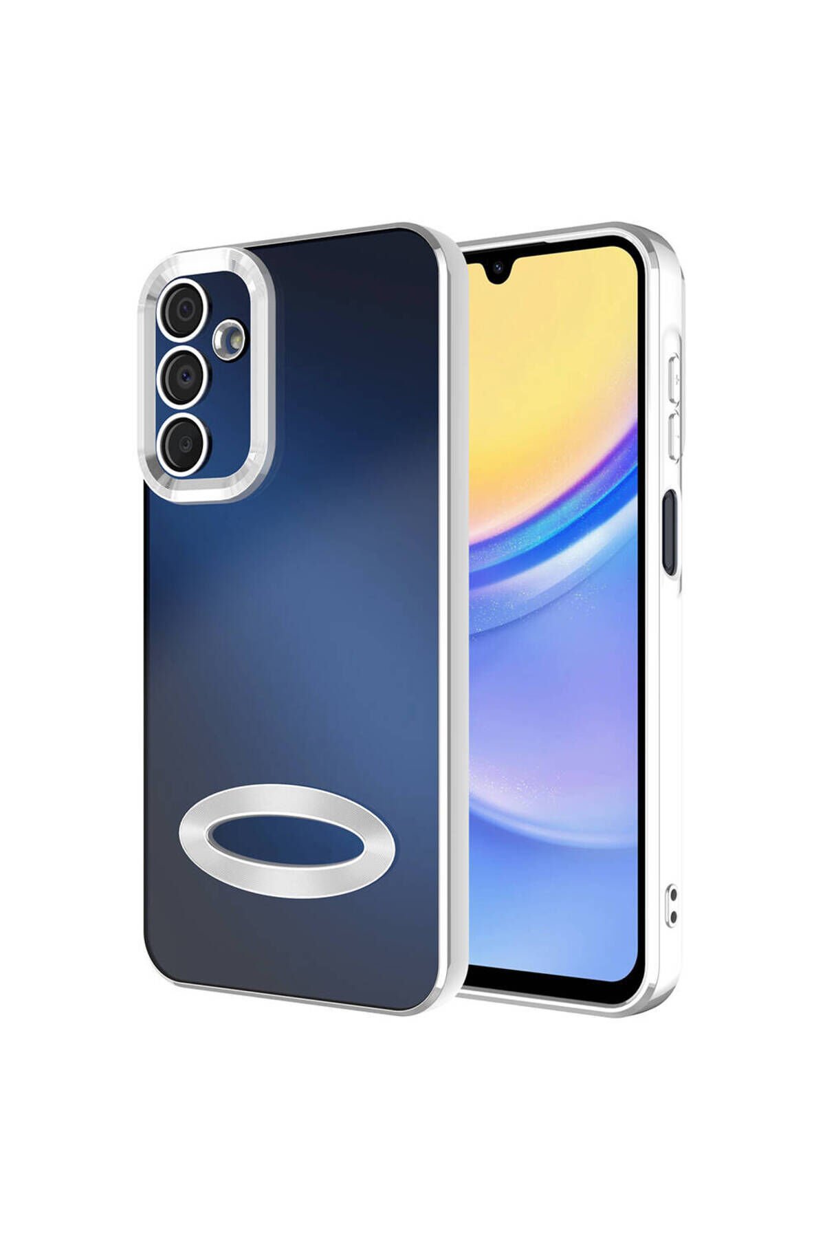 Galaxy A25 Kılıf Kamera Korumalı Logo Gösteren BSAY Omega Kapak - Derin Mor Gümüş