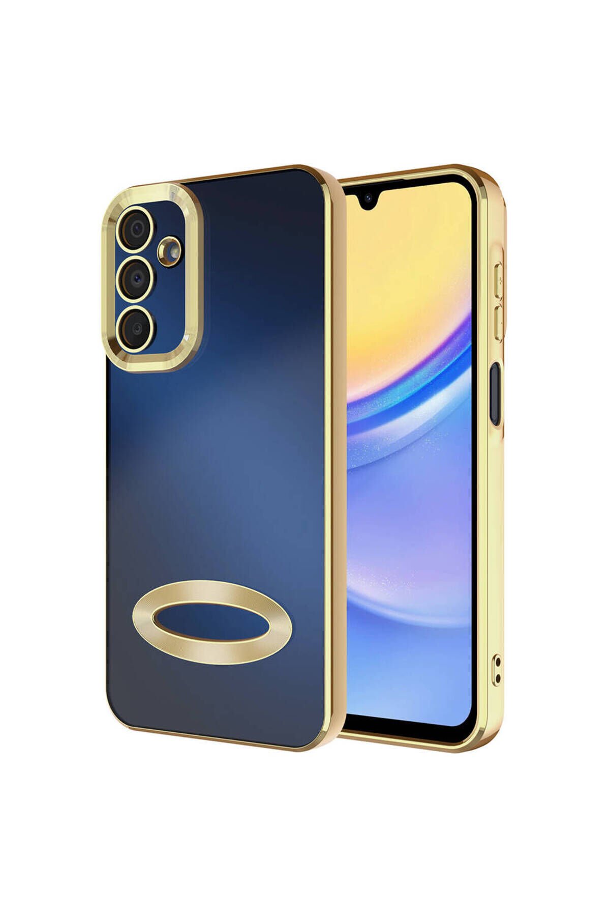 Galaxy A25 Kılıf Kamera Korumalı Logo Gösteren BSAY Omega Kapak - Derin Mor Siyah