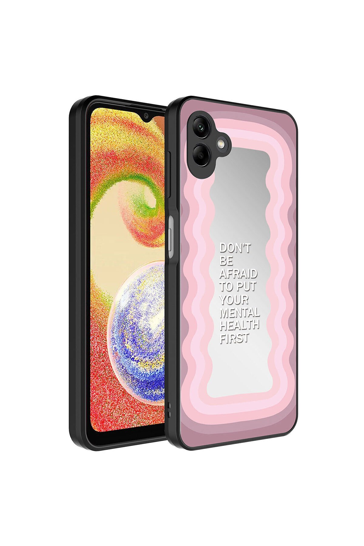 Galaxy A04 Kılıf Aynalı Desenli Kamera Korumalı Parlak BSAY Mirror Kapak - Seyahat Ayna
