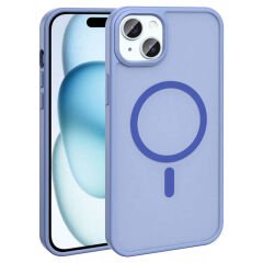 iPhone 14 Kılıf M-safe Şarj Özellikli Mat Arka Yüzey Zore Sio Kılıf Lila