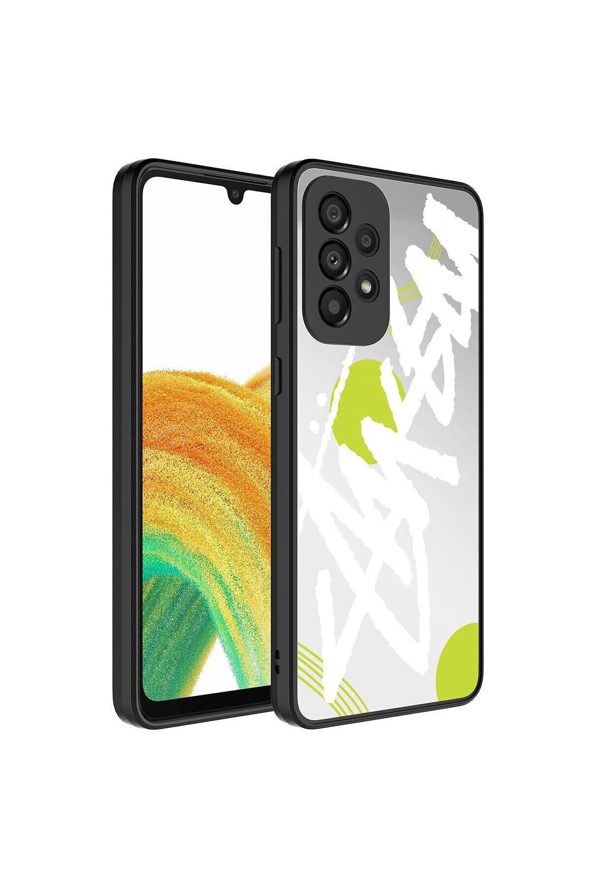 Galaxy A33 5G Kılıf Aynalı Desenli Kamera Korumalı Parlak BSAY Mirror Kapak - Yazı Yazı