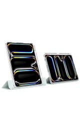 iPad Pro 13 2024 Kılıf Magnetik Ayrılabilen Airbagli Uyumlu BSAY Sliding Tablet Kılıfı-Siyah Siyah