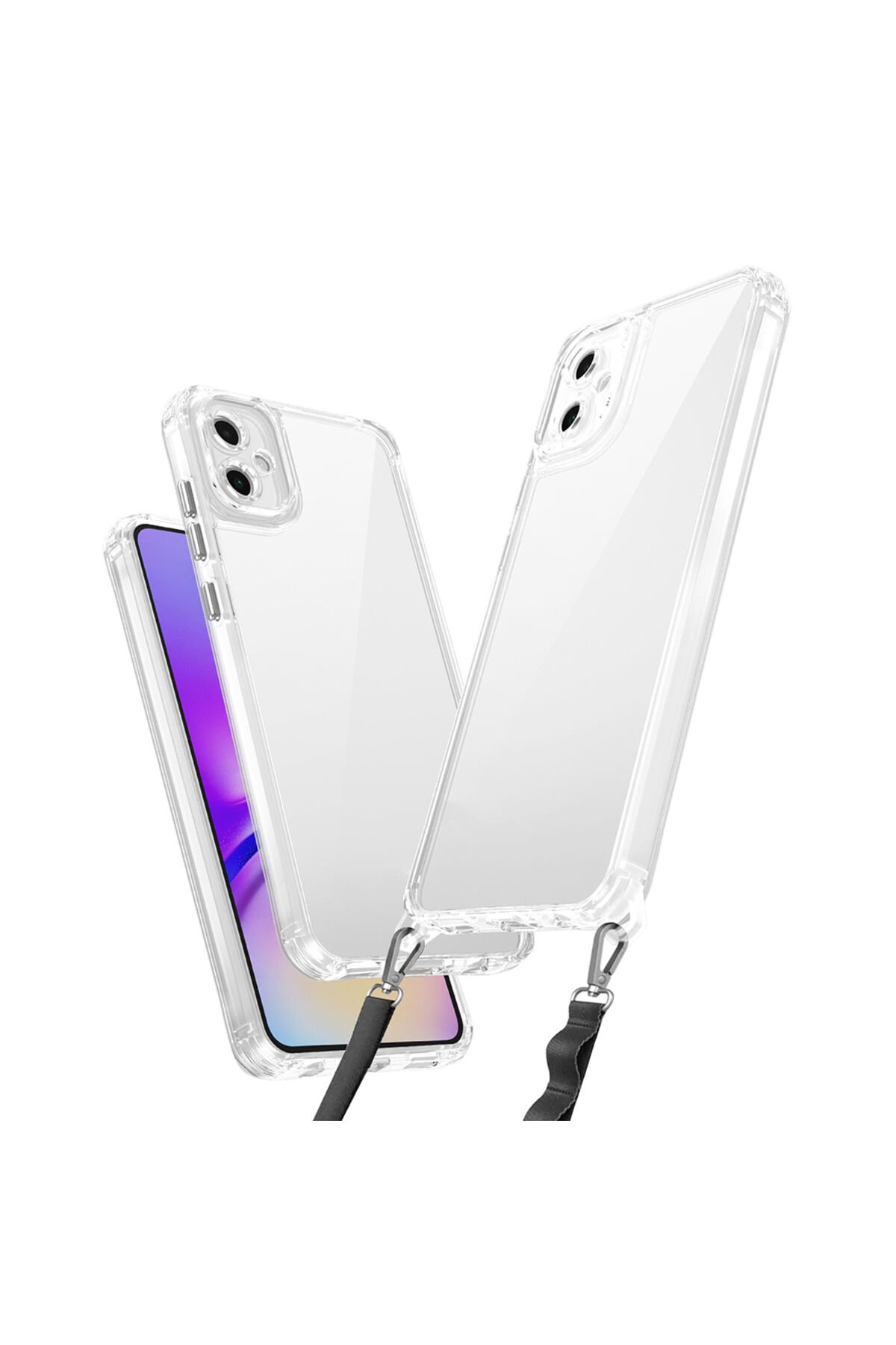 Galaxy A06 Uyumlu Kılıf Airbagli Takılabilir Askı Aparatlı BSAY Snap Silikon Kapak-Şeffaf Şeffaf
