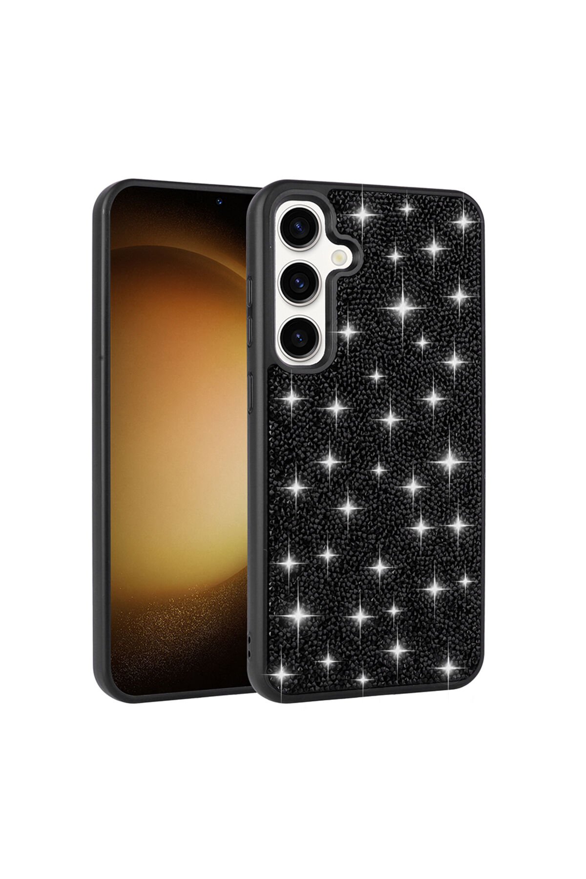 Galaxy S25 Kılıf Parlak Taşlı Tasarım ATA Pırlanta Kapak - Gri Gri