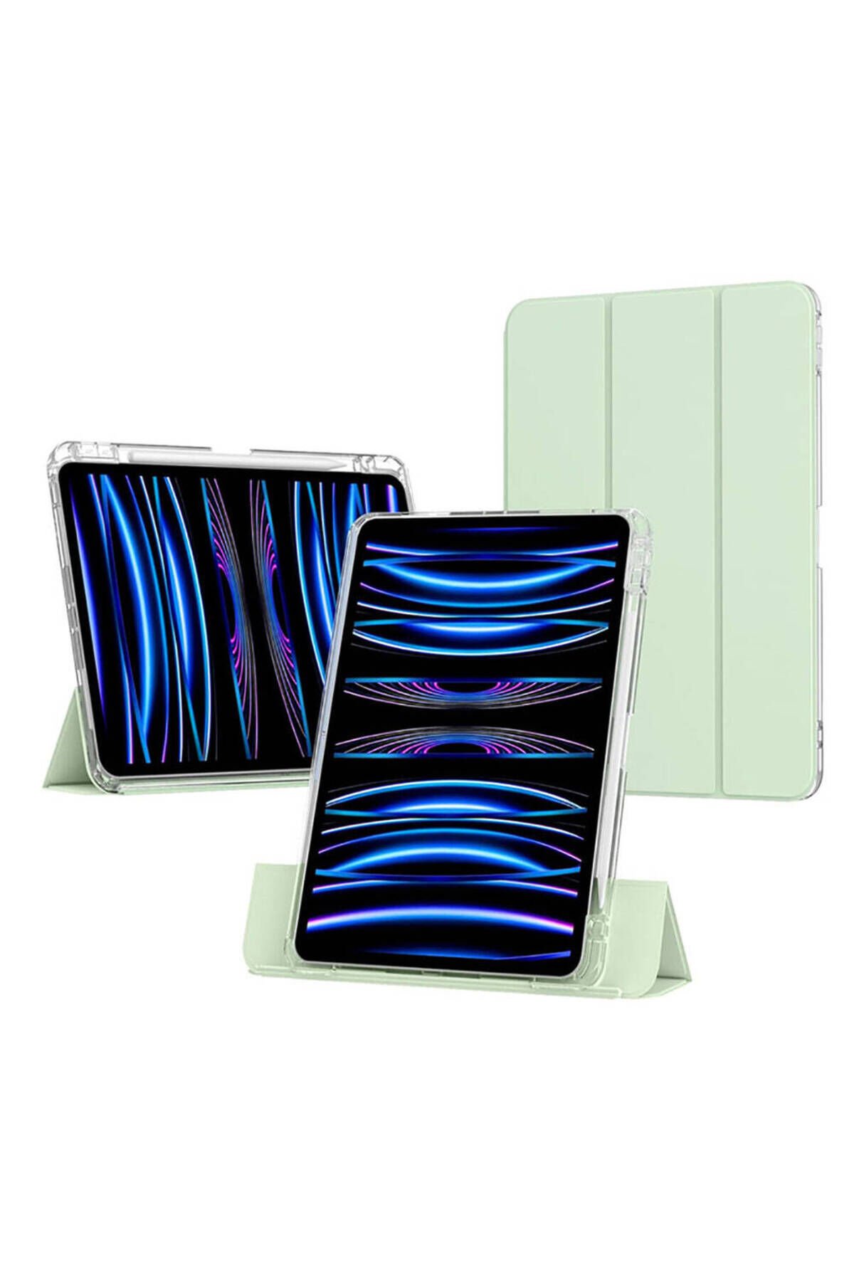 iPad Air 11 2024 Kılıf Magnetik Ayrılabilen Airbagli Uyumlu BSAY Sliding Tablet Kılıfı-Siyah Siyah