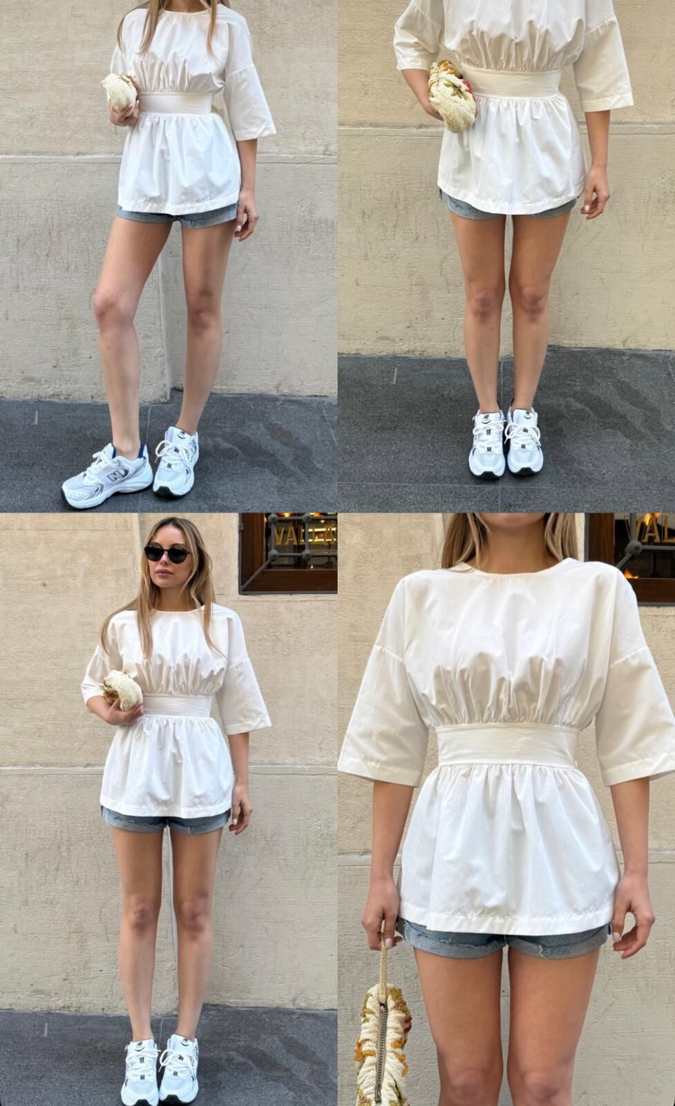 Sırt Dekolteli Poplin Gömlek Beyaz - L