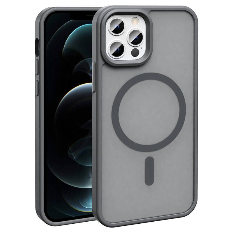 iPhone 12 Pro Kılıf M-safe Şarj Özellikli Mat Arka Yüzey Zore Sio Kılıf Lila