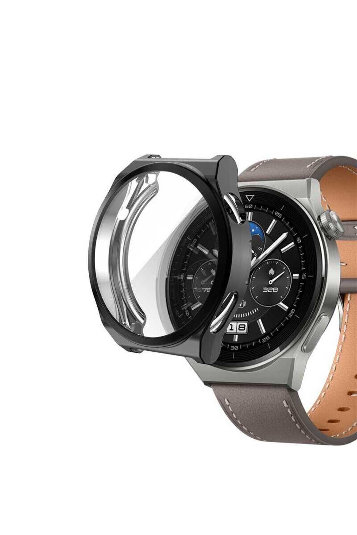Huawei Watch GT 3 Pro 46mm BSAY Watch Gard 02 Koruyucu Silikon - Renksiz Siyah