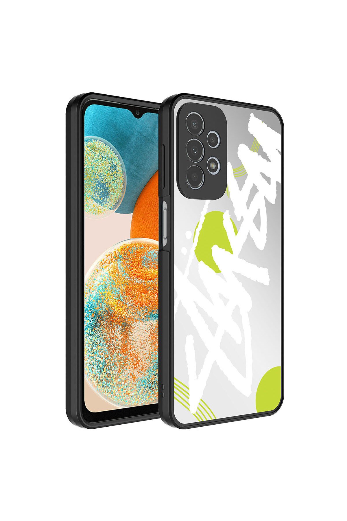 Galaxy A53 5G Kılıf Aynalı Desenli Kamera Korumalı Parlak BSAY Mirror Kapak - Kalp Yazı
