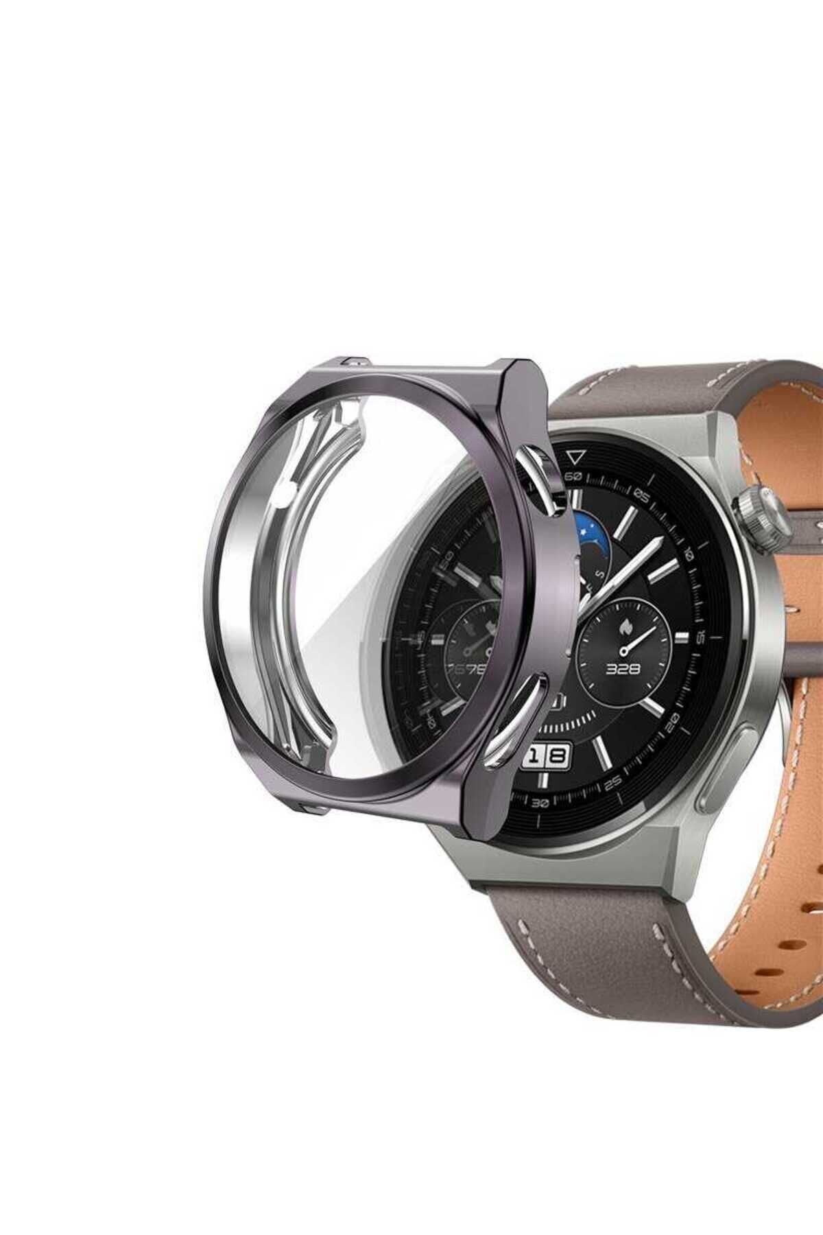 Huawei Watch GT 3 Pro 46mm BSAY Watch Gard 02 Koruyucu Silikon - Renksiz Gri