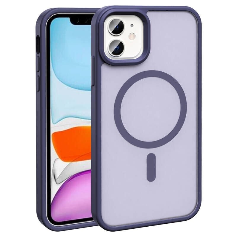 iPhone 12 Pro Kılıf M-safe Şarj Özellikli Mat Arka Yüzey Zore Sio Kılıf Mor