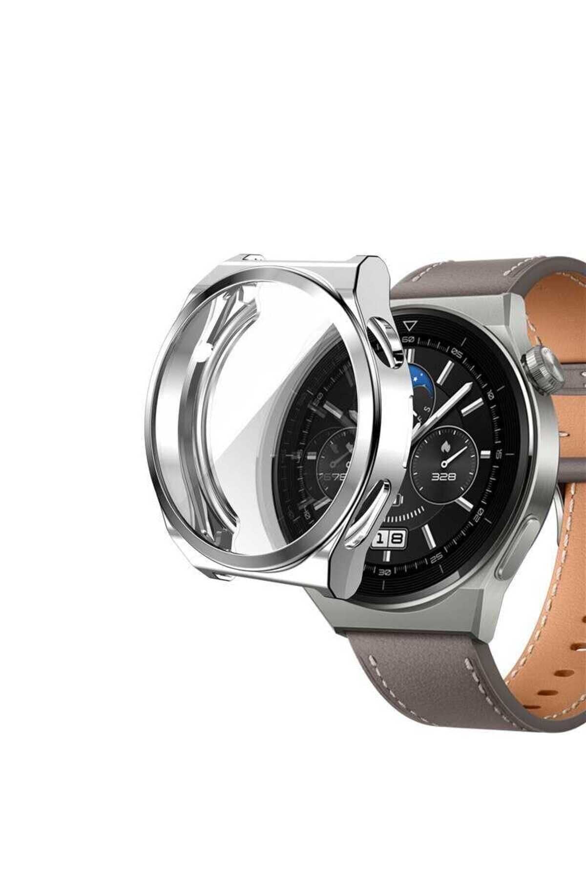 Huawei Watch GT 3 Pro 43mm BSAY Watch Gard 02 Koruyucu Silikon - Siyah Gümüş