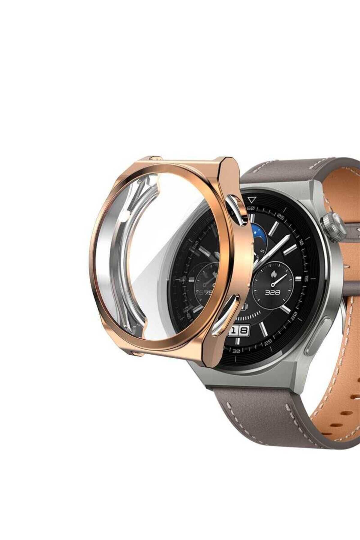 Huawei Watch GT 3 Pro 43mm BSAY Watch Gard 02 Koruyucu Silikon - Siyah Altın