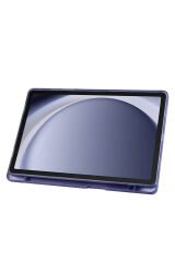 Galaxy Tab A9 Kılıf Uyumlu BSAY Tri Folding Kalem Bölmeli Standlı Kılıf-Yeşil Mavi
