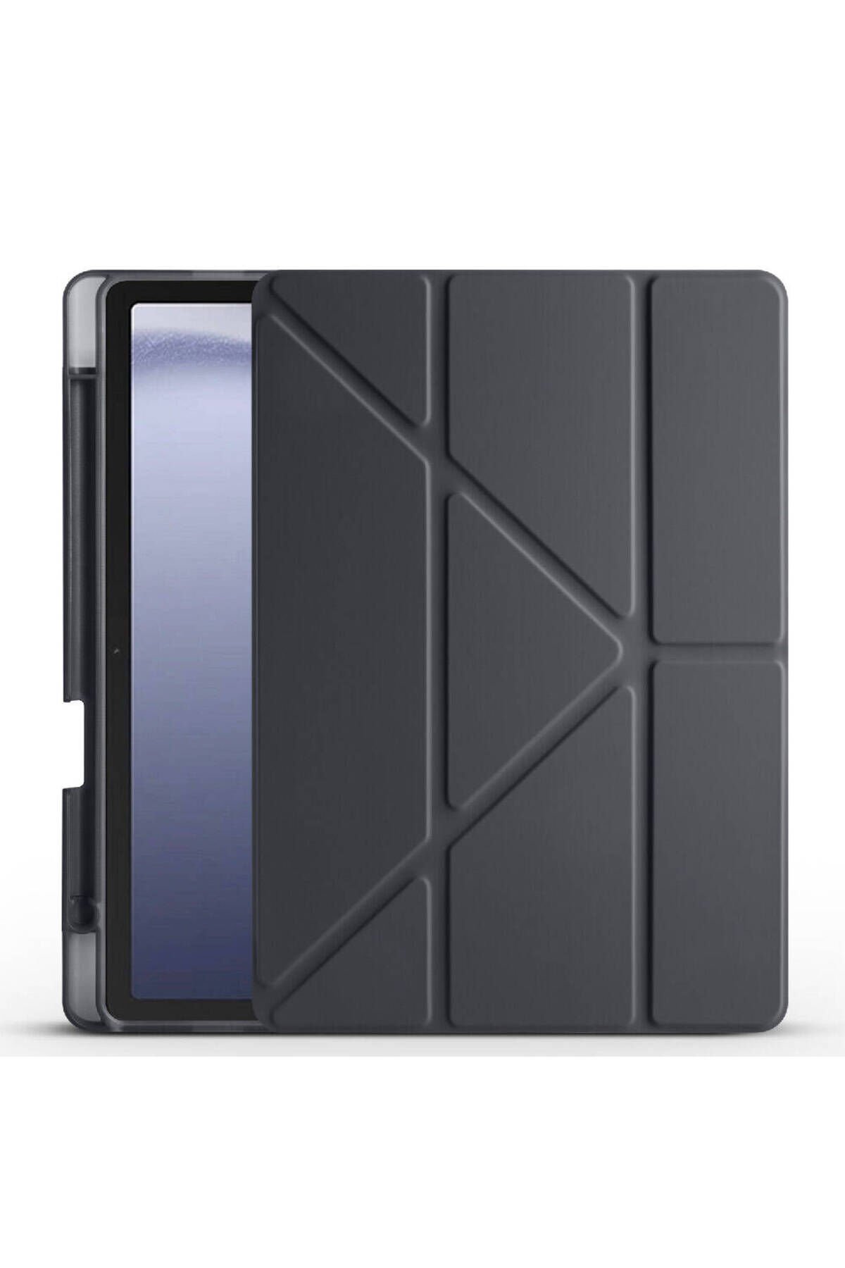 Galaxy Tab A9 Kılıf Uyumlu BSAY Tri Folding Kalem Bölmeli Standlı Kılıf-Yeşil Siyah