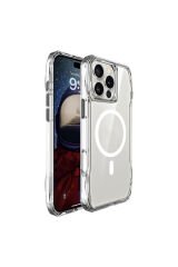 iPhone 16 Pro Max Kılıf Magsafe Şarj Özellikli Airbagli Şeffaf BSAY İncek Kapak - Şeffaf Şeffaf