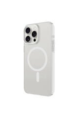 iPhone 15 Pro Uyumlu BSAY Magsafe Şarj Özellikli Buzlu Transparan C-Pro Sert Kılıf-Renksiz Lacivert