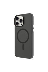 iPhone 15 Pro Uyumlu BSAY Magsafe Şarj Özellikli Buzlu Transparan C-Pro Sert Kılıf-Renksiz Lacivert