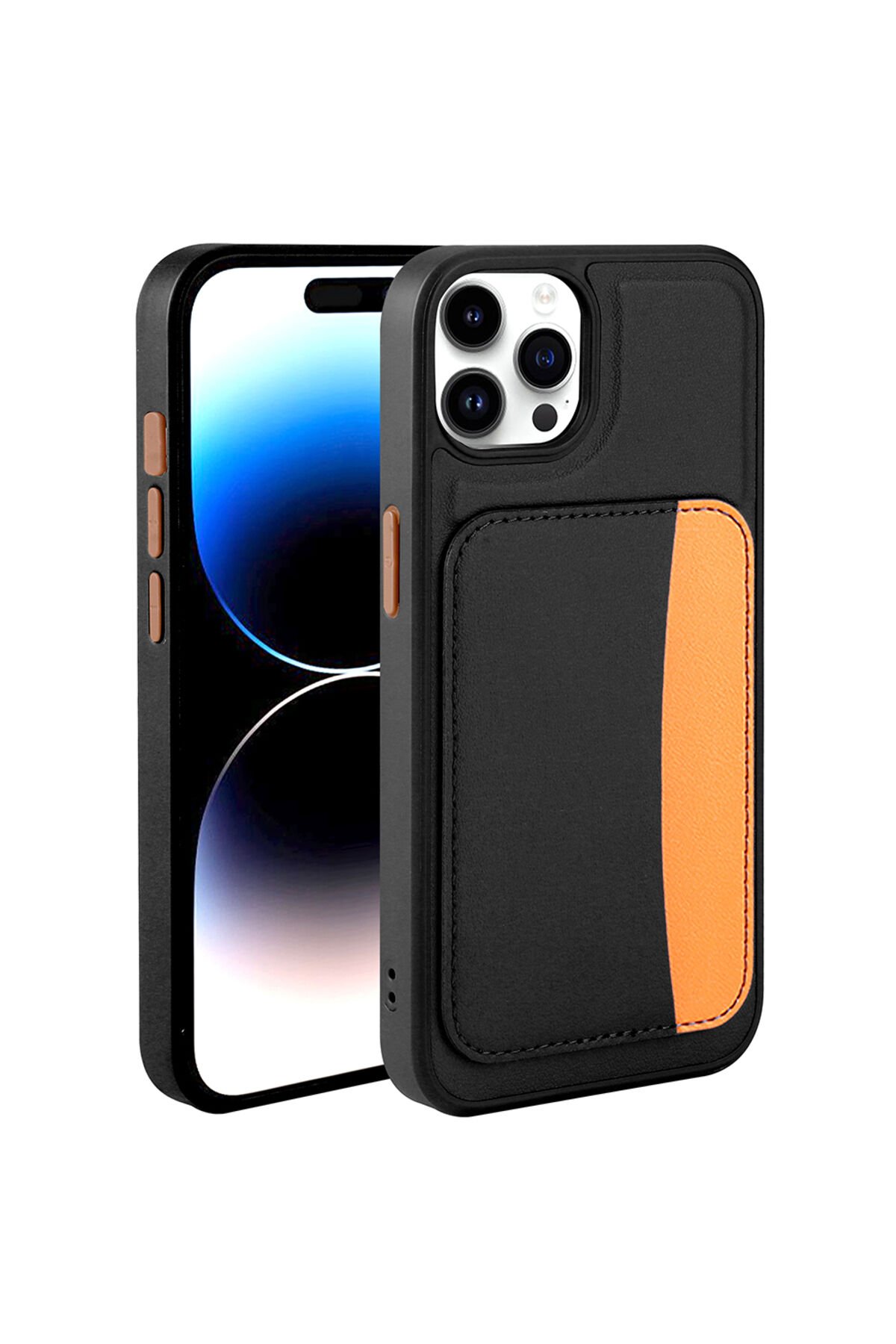 iPhone 15 Pro Max Kılıf Kartlıklı BSAY X-Kart Silikon Kapak - Lacivert Siyah