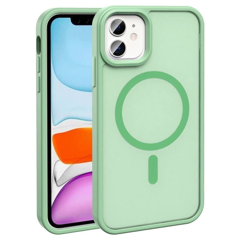 iPhone 11 Kılıf M-safe Şarj Özellikli Mat Arka Yüzey Zore Sio Kılıf Yeşil