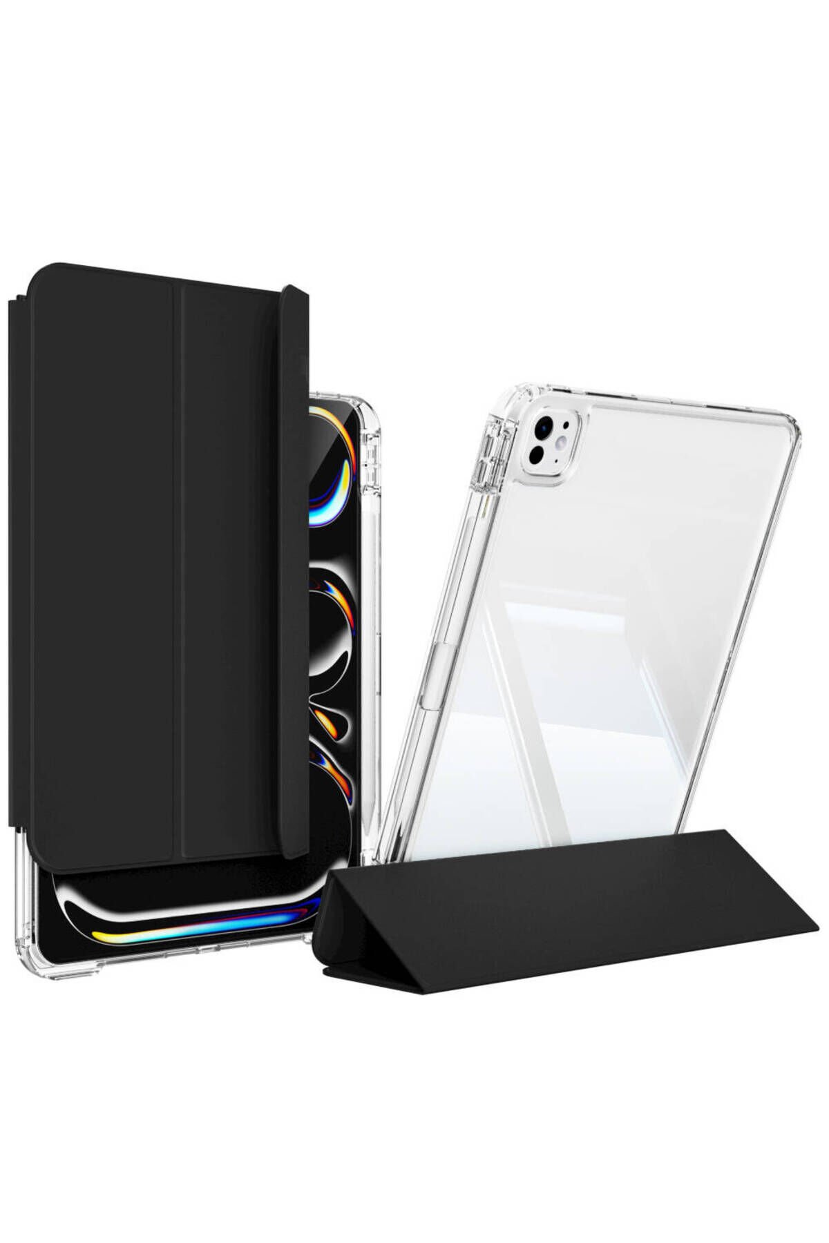 iPad Pro 11 2024 Kılıf Magnetik Ayrılabilen Airbagli BSAY Sliding Tablet Kılıfı - Pembe Açık Pembe Açık