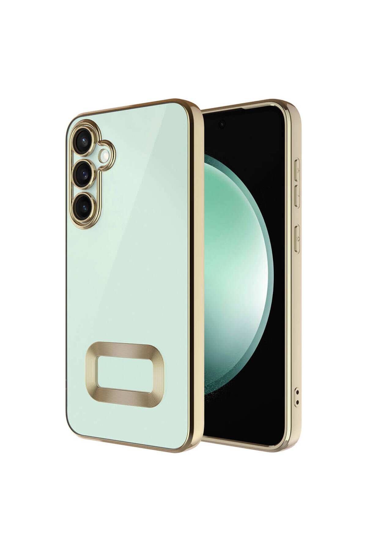 Galaxy A55 Kılıf Kamera Korumalı Logo Gösteren BSAY Omega Kapak - Siyah Gold