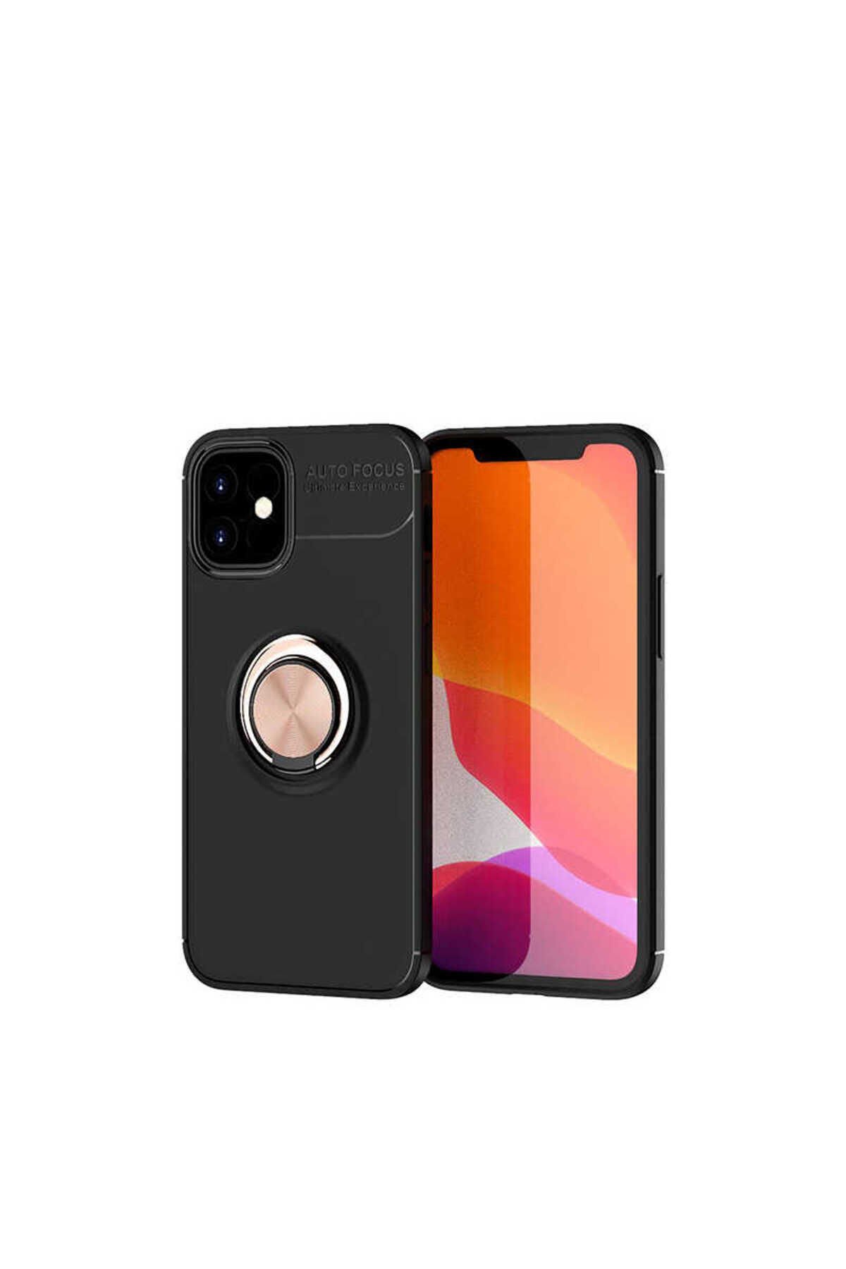 iPhone 12 Mini Uyumlu BSAY Ravel Silikon Kılıf-Siyah-Rose Gold
